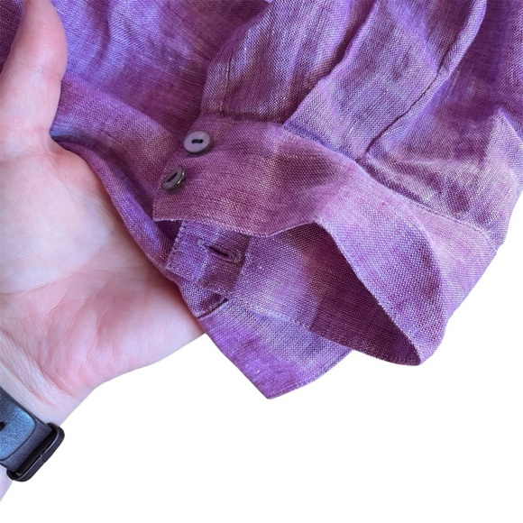 J Jill Love Linen Lilac Purple 100% Linen Button Down Shirt Pearlescent Buttons - Picture 2 of 7